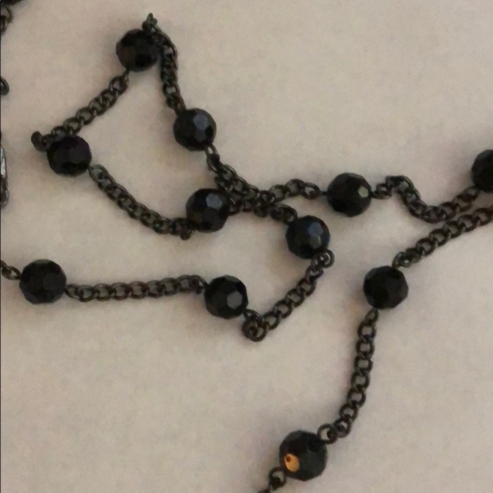 PARK LANE Long black bead necklace